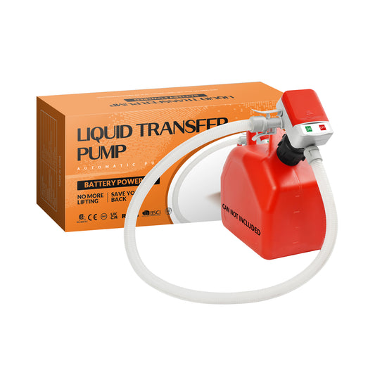 Battery Powered Fuel Transfer Pump/Portable Automatic Siphon Jerry Gas Pump for Gasoline Diesel Fuel Fluid Liquid with Auto-stop Flexible Long Hose and 3 Adaptors Fit Most Gas Cans