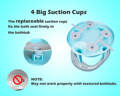 Baby Bath Seat for Babies 6 Months & Up/Integrated Non-Slip Mat/Infant Bath Seat Ring for Sitting Up in The Tub with Suction Cups (Inapplicable to Textured Tub) (Light Blue)